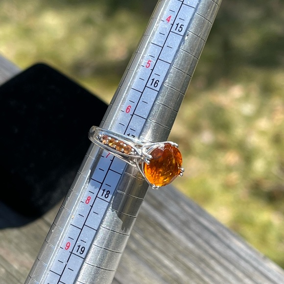 💕💕Mederia citrine and orange sapphires ring - Picture 9 of 16